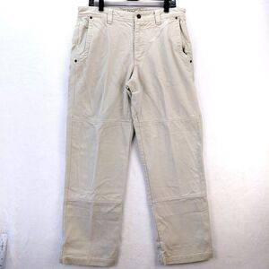 Eddie Bauer Ranger Jean Men 34x32 Beige Double Knee Canvas Heavyweight Work Pant